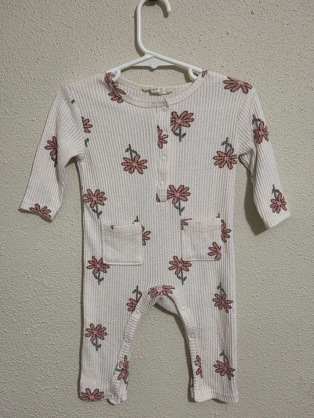 Jessica Simpson Baby Floral Waffle Thermal Knit Romper One Piece 3/6M
